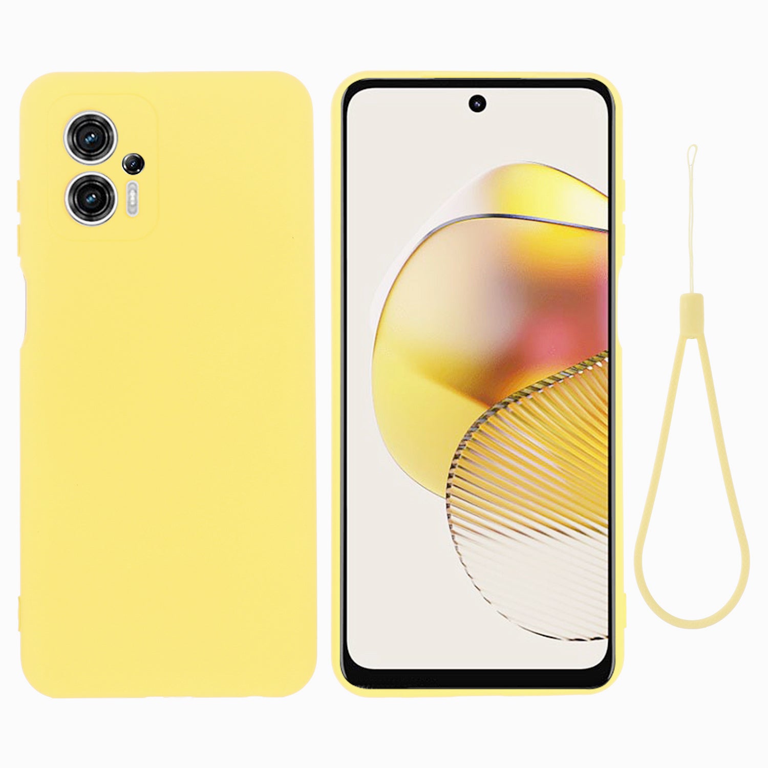 Smartphone Cover for Motorola Moto G13 4G / G23 4G , Liquid Silicone Soft Lining Case with Strap