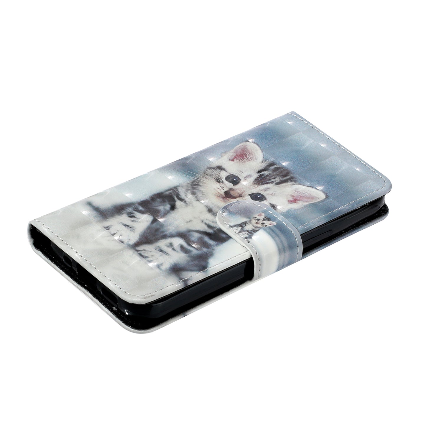 For Motorola Moto E13 4G PU Leather Phone Cover 3D Pattern Printing Wallet Stand Phone Case with Strap