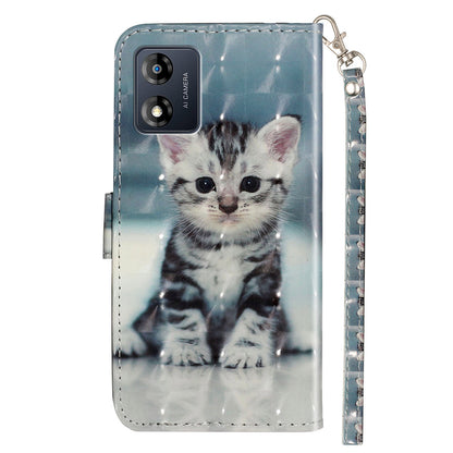 For Motorola Moto E13 4G PU Leather Phone Cover 3D Pattern Printing Wallet Stand Phone Case with Strap
