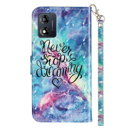 For Motorola Moto E13 4G PU Leather Phone Cover 3D Pattern Printing Wallet Stand Phone Case with Strap