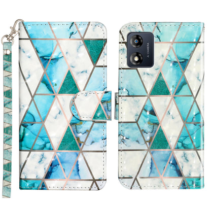 For Motorola Moto E13 4G PU Leather Phone Cover 3D Pattern Printing Wallet Stand Phone Case with Strap