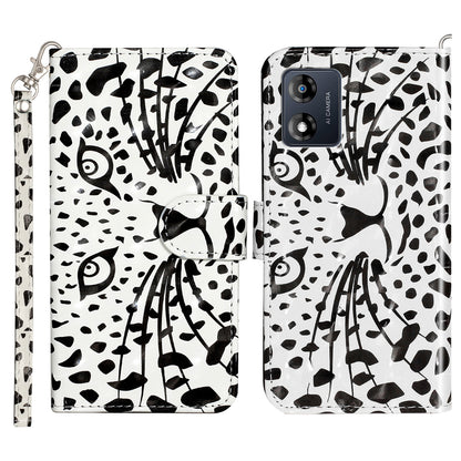 For Motorola Moto E13 4G PU Leather Phone Cover 3D Pattern Printing Wallet Stand Phone Case with Strap