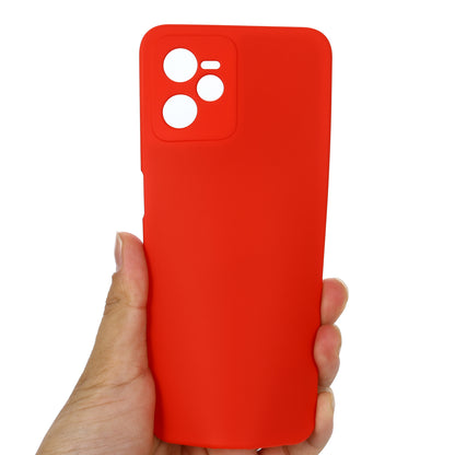 For Realme C35 4G / Narzo 50A Prime Drop Protection Phone Cover Liquid Silicone Soft Lining Phone Case with Strap
