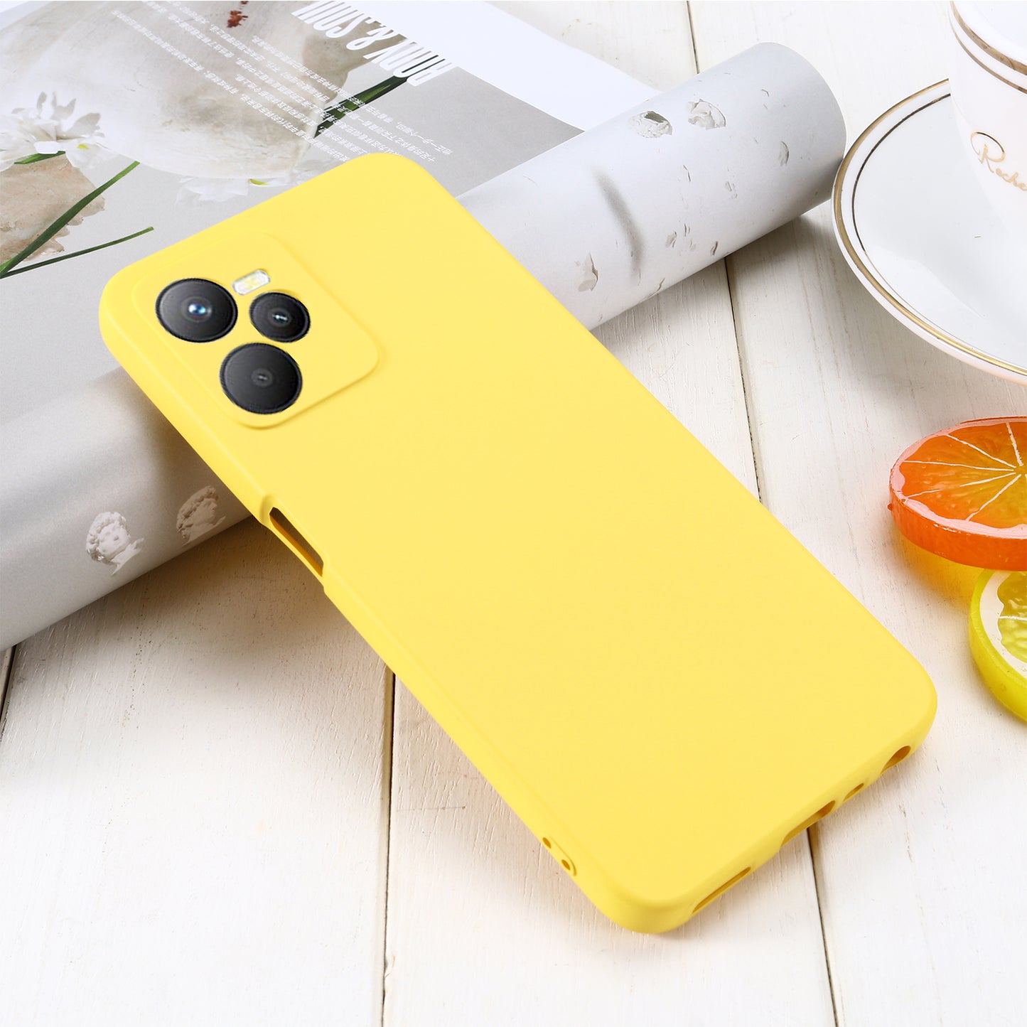 For Realme C35 4G / Narzo 50A Prime Drop Protection Phone Cover Liquid Silicone Soft Lining Phone Case with Strap