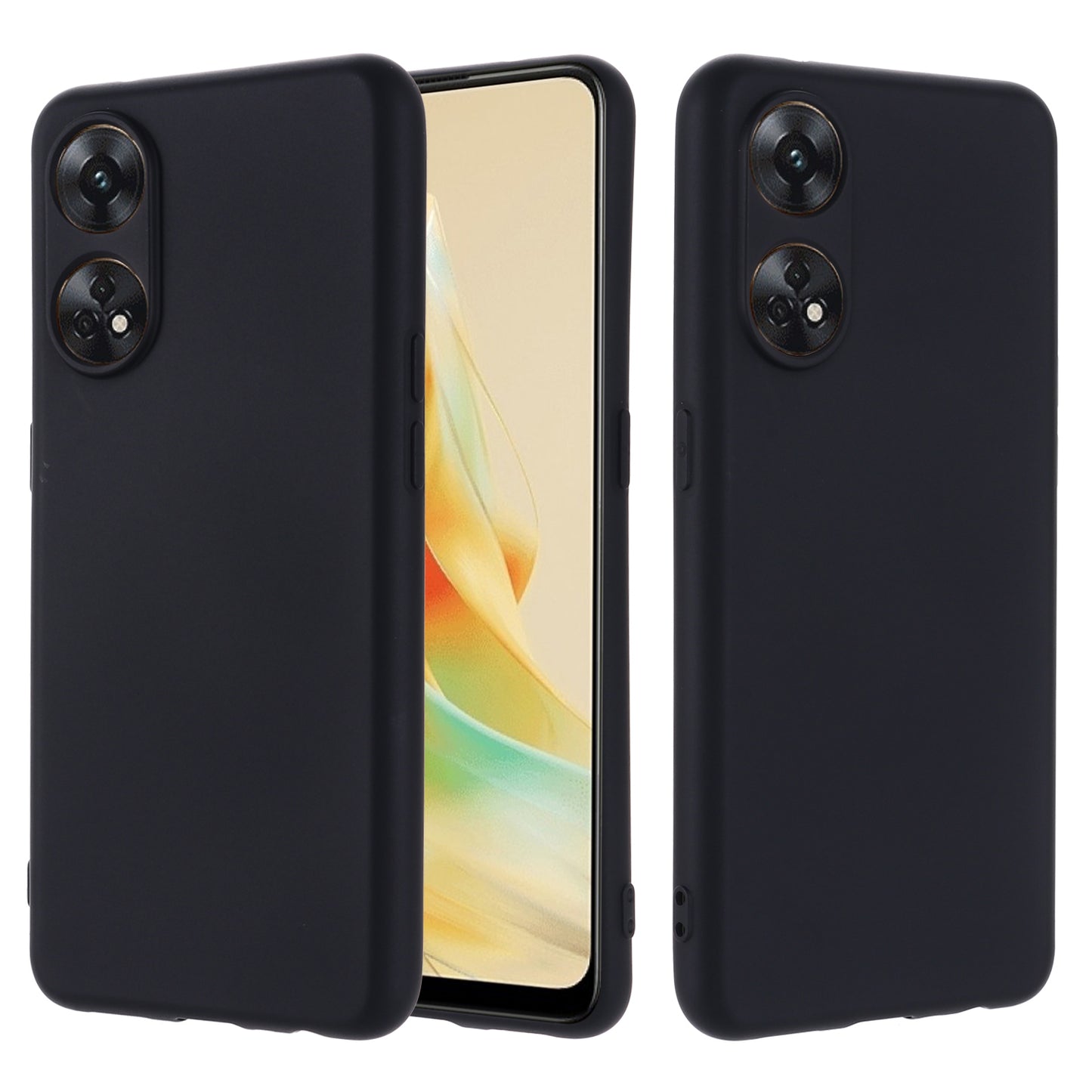 Phone Case for Oppo Reno8 T 4G , Liquid Silicone Soft Lining Shockproof Smartphone Cover with Strap
