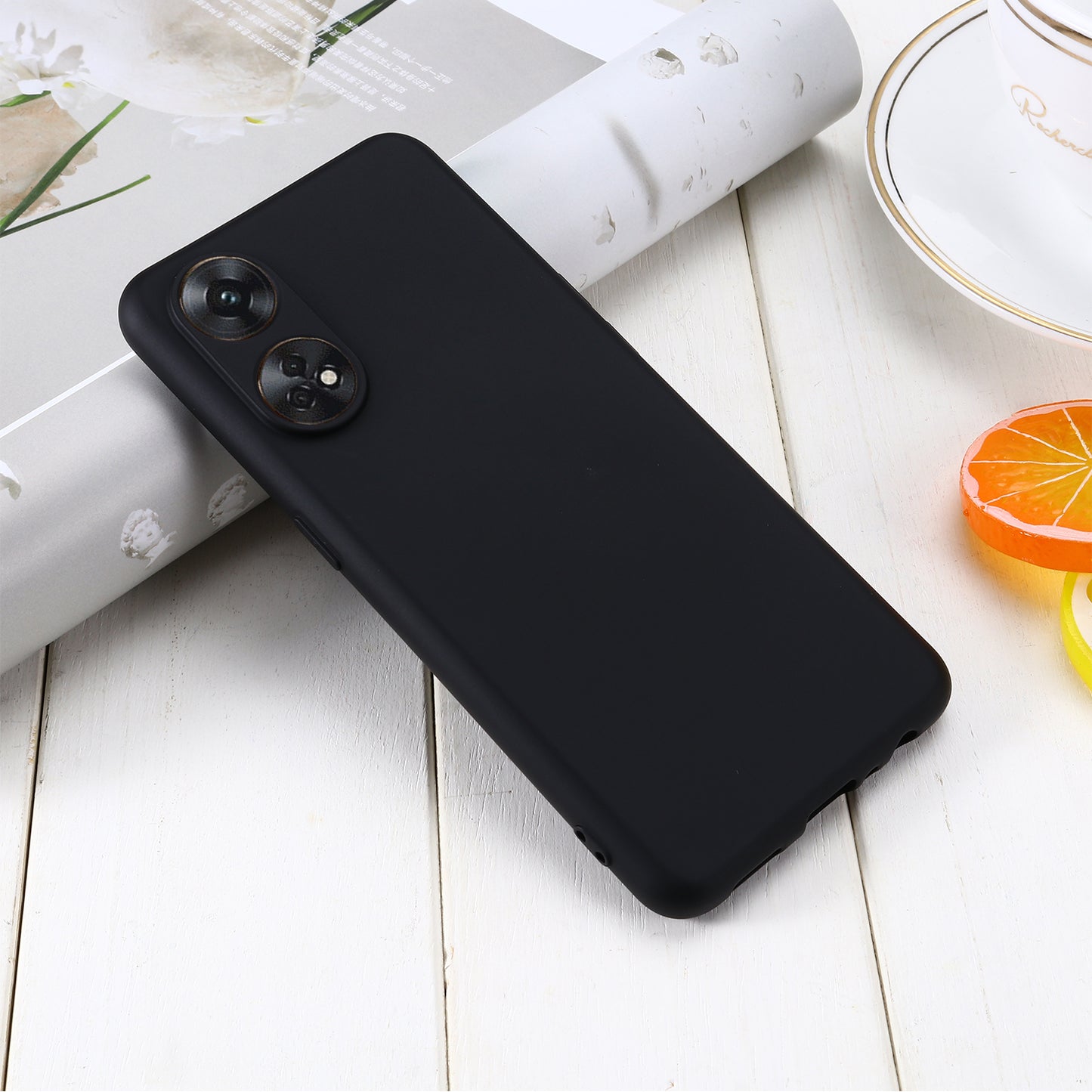 Phone Case for Oppo Reno8 T 4G , Liquid Silicone Soft Lining Shockproof Smartphone Cover with Strap