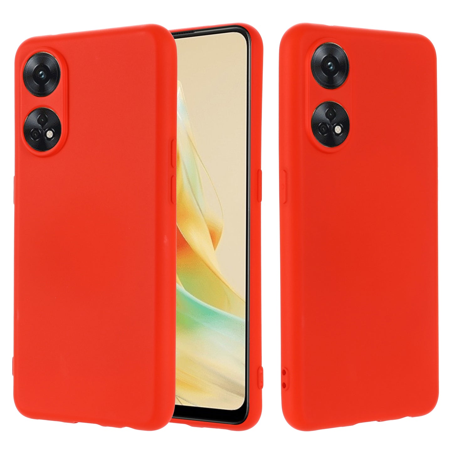 Phone Case for Oppo Reno8 T 4G , Liquid Silicone Soft Lining Shockproof Smartphone Cover with Strap