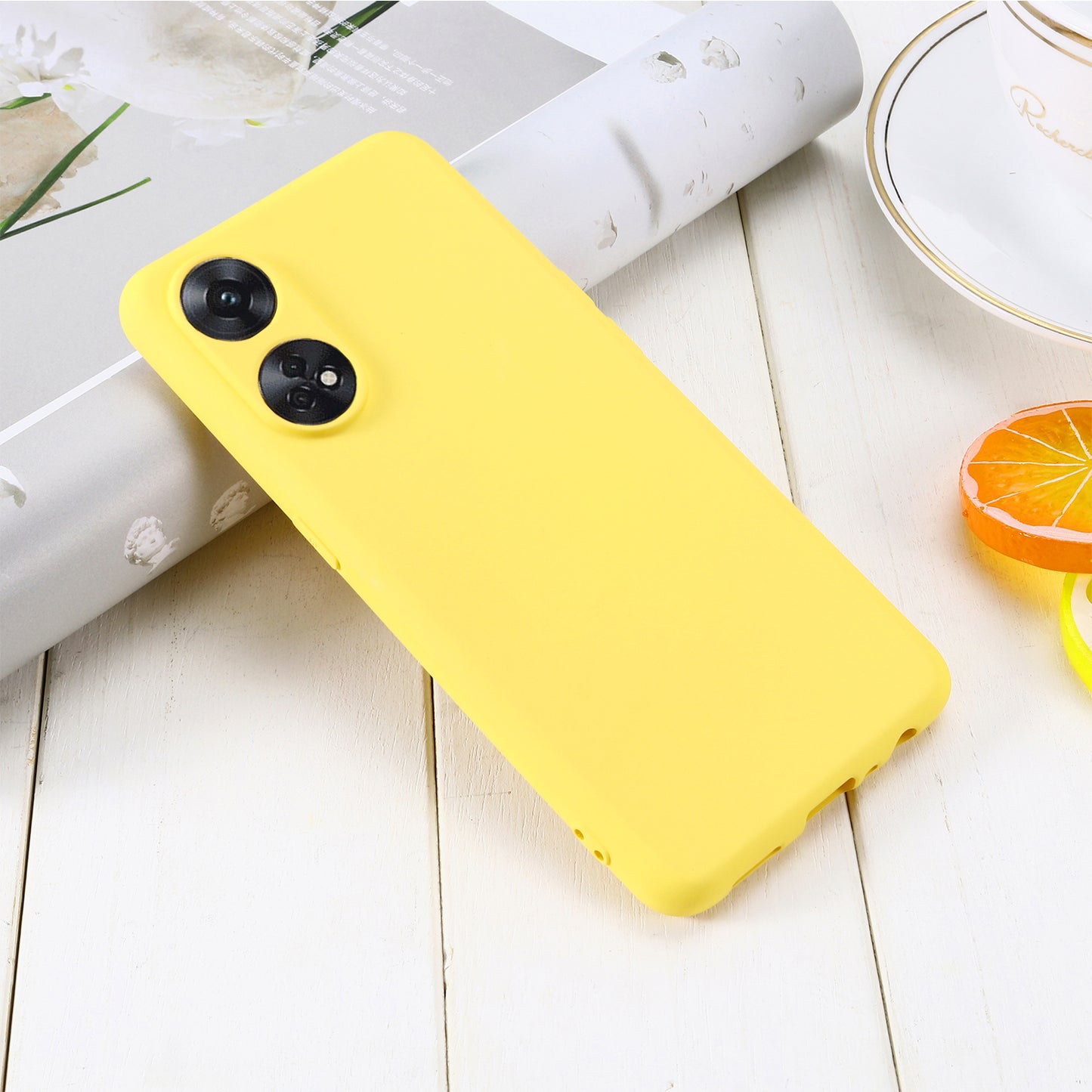 Phone Case for Oppo Reno8 T 4G , Liquid Silicone Soft Lining Shockproof Smartphone Cover with Strap