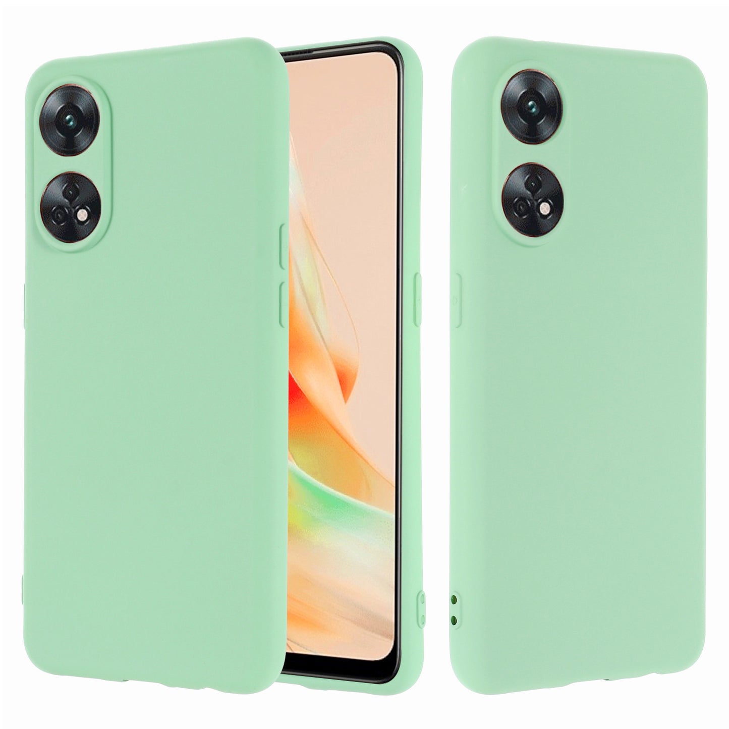 Phone Case for Oppo Reno8 T 4G , Liquid Silicone Soft Lining Shockproof Smartphone Cover with Strap