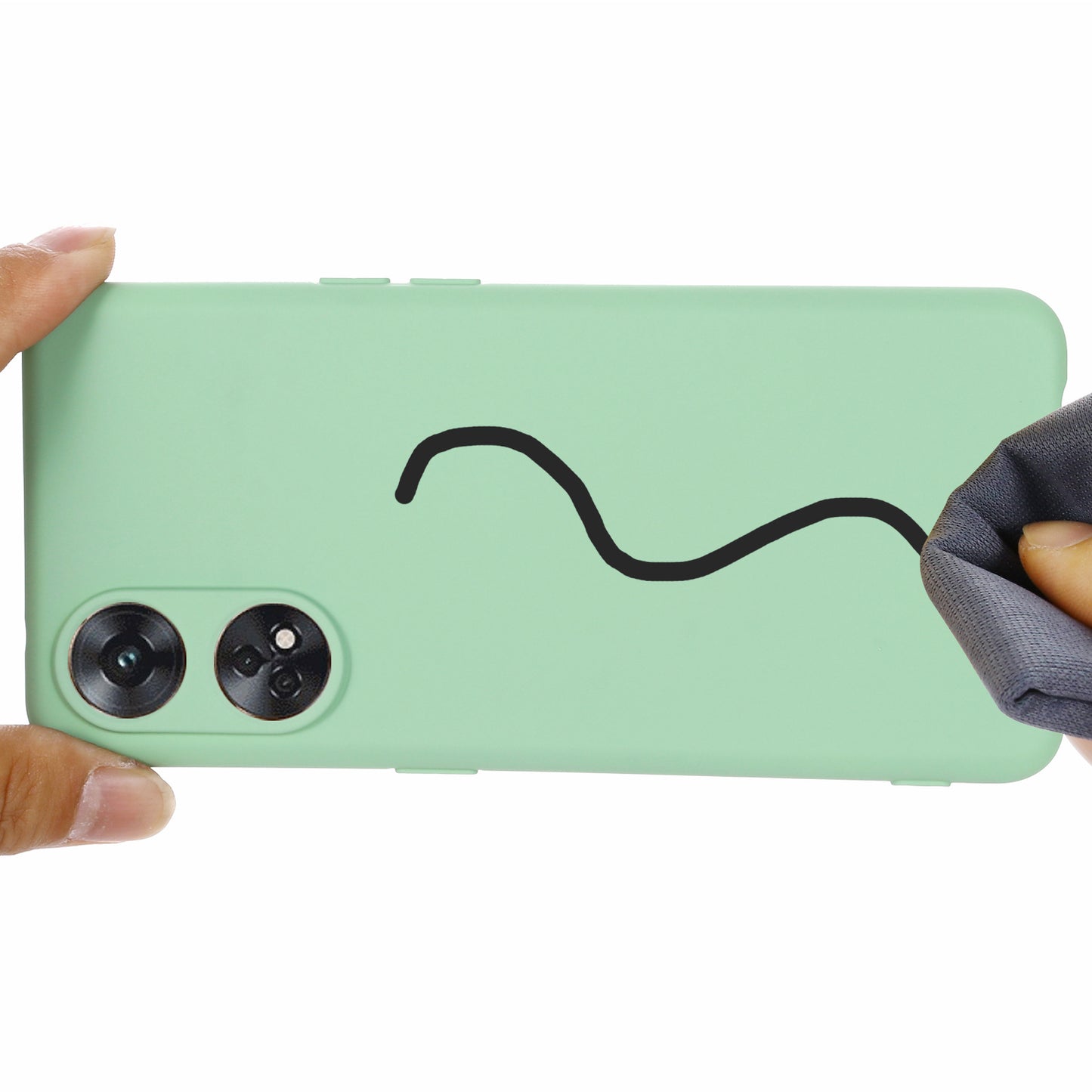 Phone Case for Oppo Reno8 T 4G , Liquid Silicone Soft Lining Shockproof Smartphone Cover with Strap