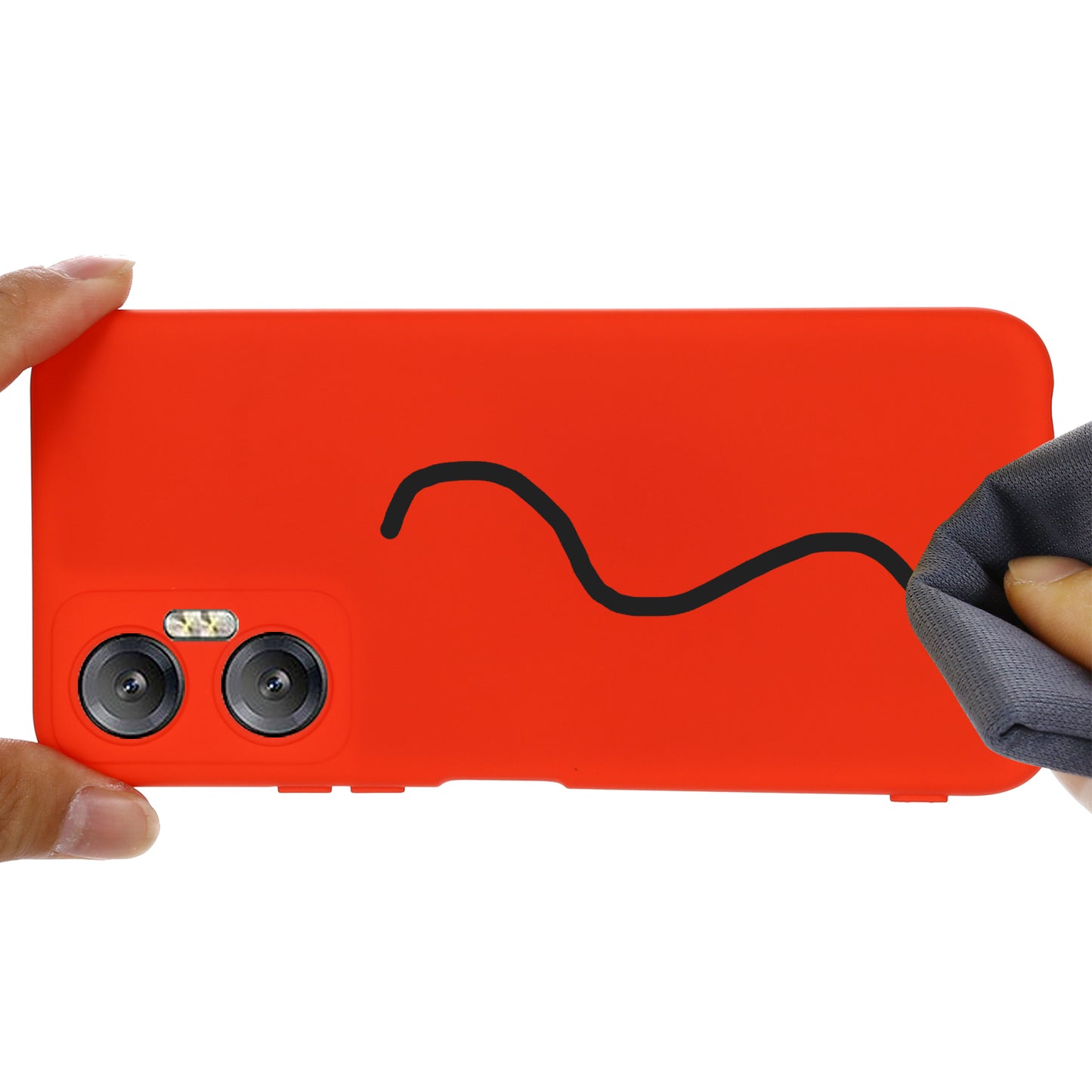 Phone Case for Infinix Hot 20 5G , Impact-resistant Liquid Silicone Soft Lining Cover with Strap