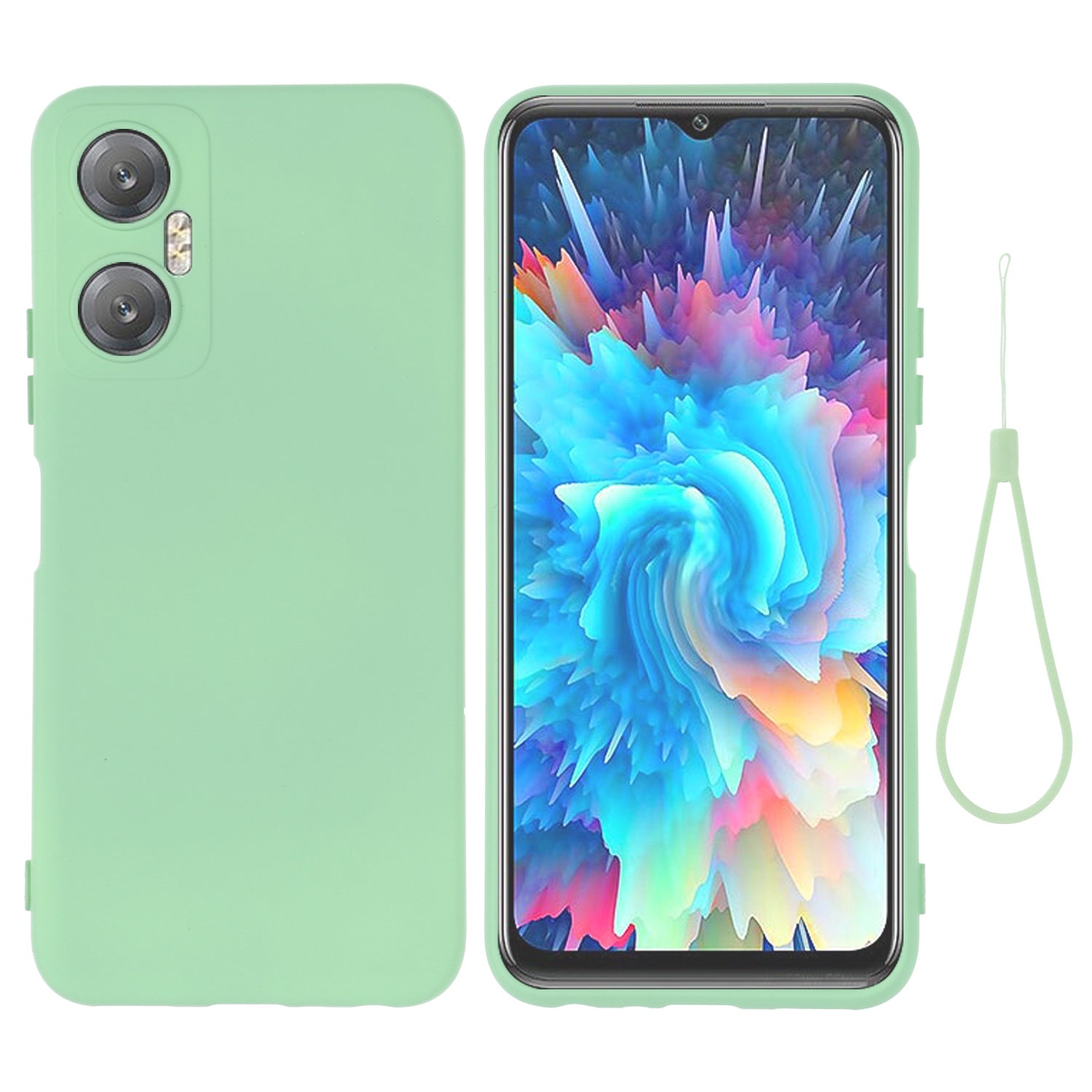 Phone Case for Infinix Hot 20 5G , Impact-resistant Liquid Silicone Soft Lining Cover with Strap