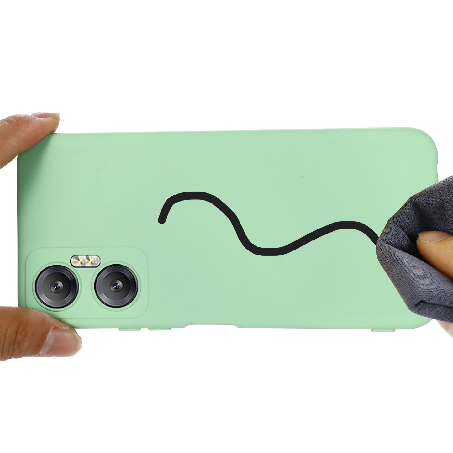 Phone Case for Infinix Hot 20 5G , Impact-resistant Liquid Silicone Soft Lining Cover with Strap