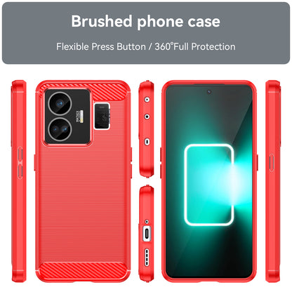 For Realme GT Neo 5 5G / GT3 5G Flexible TPU Phone Cover Brushed Carbon Fiber Texture Drop Protection Phone Case