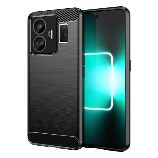 For Realme GT Neo 5 5G / GT3 5G Flexible TPU Phone Cover Brushed Carbon Fiber Texture Drop Protection Phone Case