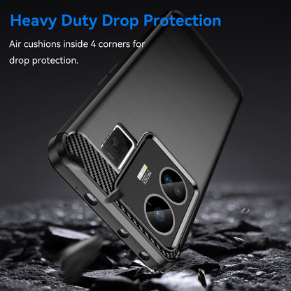 For Realme GT Neo 5 5G / GT3 5G Flexible TPU Phone Cover Brushed Carbon Fiber Texture Drop Protection Phone Case