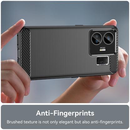 For Realme GT Neo 5 5G / GT3 5G Flexible TPU Phone Cover Brushed Carbon Fiber Texture Drop Protection Phone Case