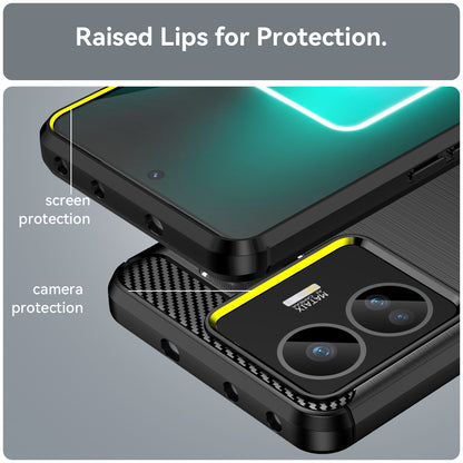 For Realme GT Neo 5 5G / GT3 5G Flexible TPU Phone Cover Brushed Carbon Fiber Texture Drop Protection Phone Case