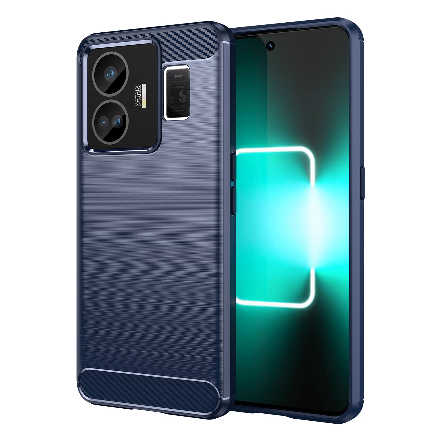 For Realme GT Neo 5 5G / GT3 5G Flexible TPU Phone Cover Brushed Carbon Fiber Texture Drop Protection Phone Case