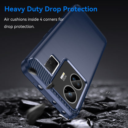 For Realme GT Neo 5 5G / GT3 5G Flexible TPU Phone Cover Brushed Carbon Fiber Texture Drop Protection Phone Case