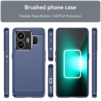 For Realme GT Neo 5 5G / GT3 5G Flexible TPU Phone Cover Brushed Carbon Fiber Texture Drop Protection Phone Case