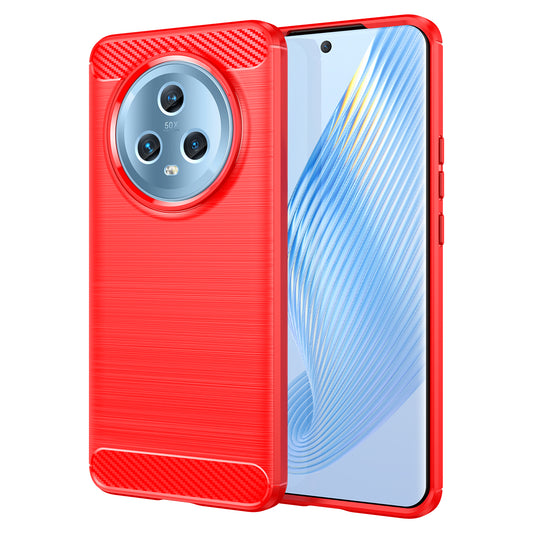 For Honor Magic5 TPU Phone Case Brushed Carbon Fiber Texture Protective Phone Cover