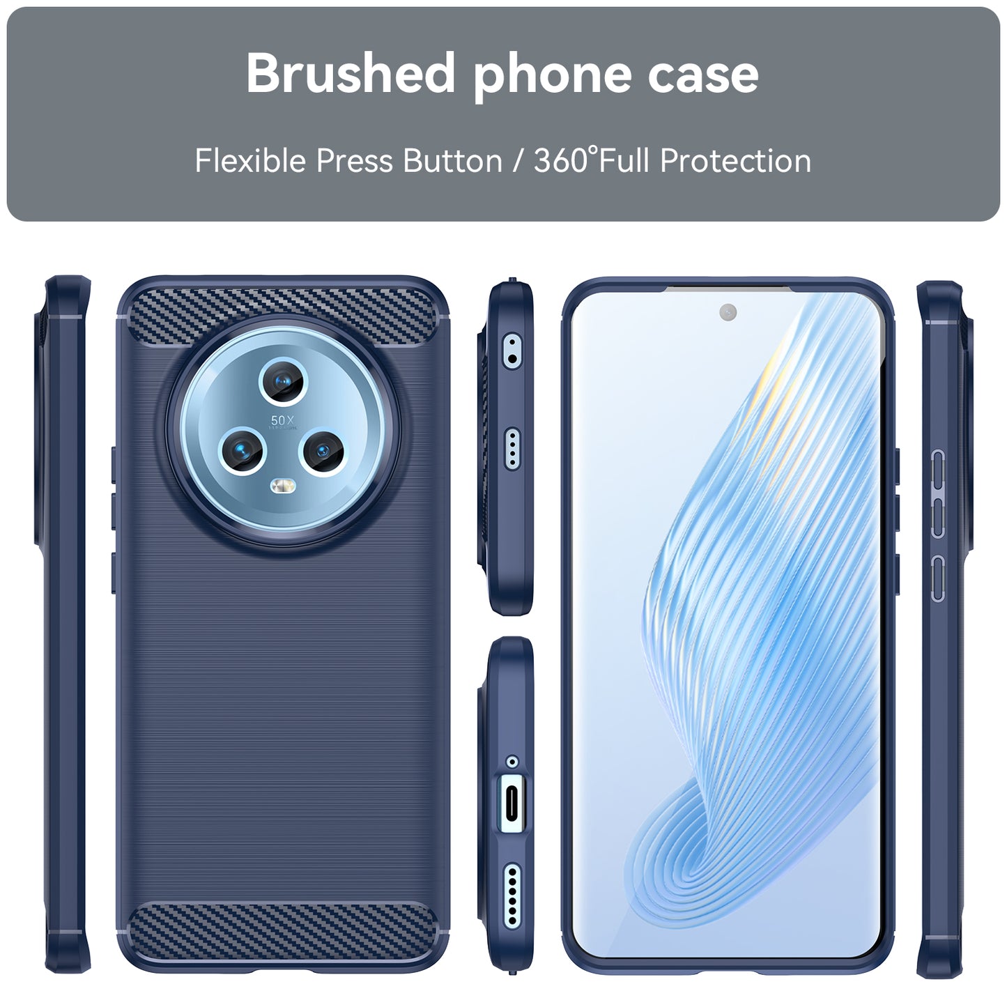 For Honor Magic5 TPU Phone Case Brushed Carbon Fiber Texture Protective Phone Cover