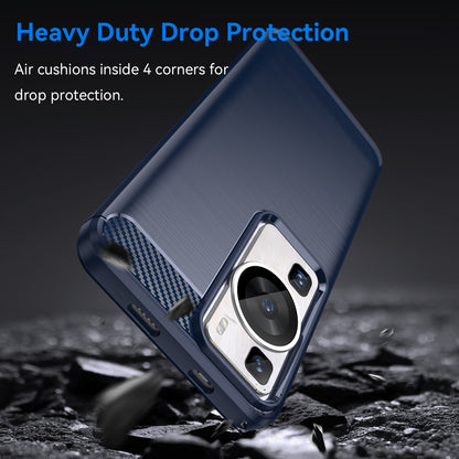 Brushed Carbon Fiber Texture Phone Case for Huawei P60 , Dustproof TPU Phone Cover