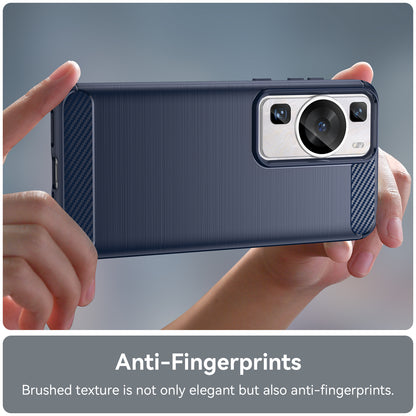 Brushed Carbon Fiber Texture Phone Case for Huawei P60 , Dustproof TPU Phone Cover