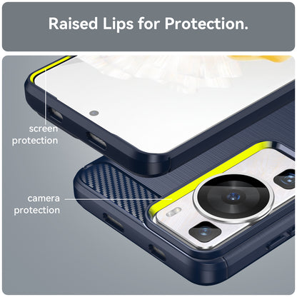 Brushed Carbon Fiber Texture Phone Case for Huawei P60 , Dustproof TPU Phone Cover