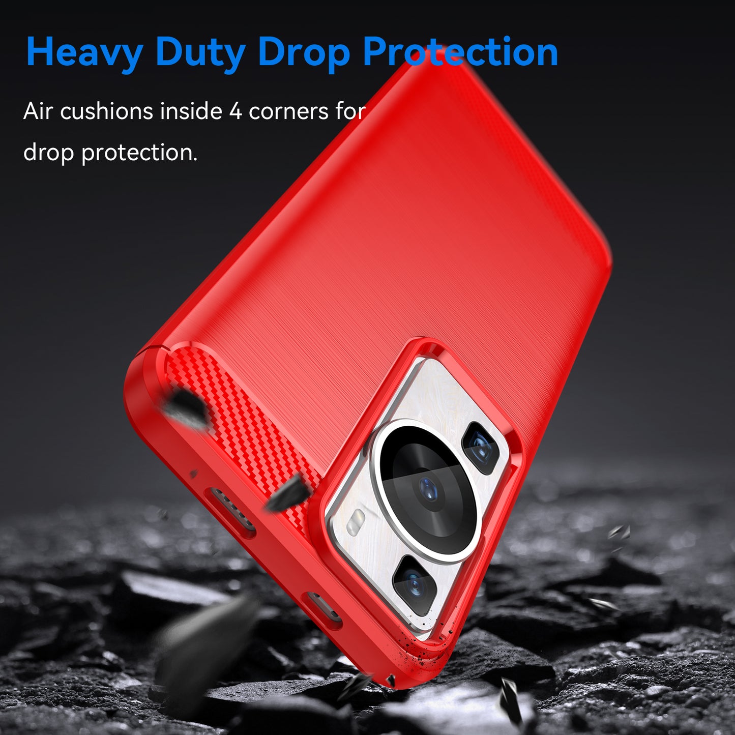 Brushed Carbon Fiber Texture Phone Case for Huawei P60 , Dustproof TPU Phone Cover