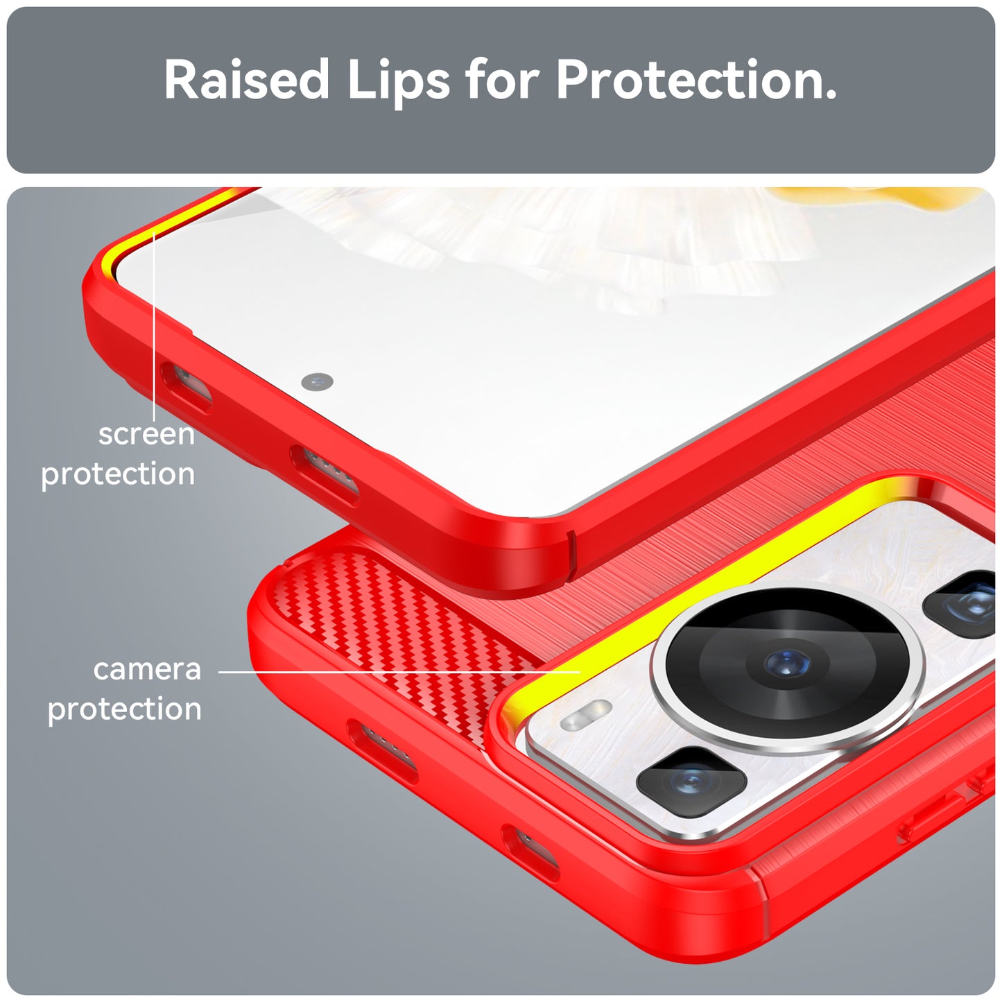 Brushed Carbon Fiber Texture Phone Case for Huawei P60 , Dustproof TPU Phone Cover