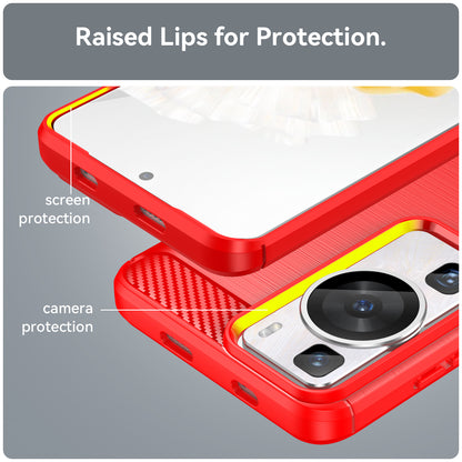Brushed Carbon Fiber Texture Phone Case for Huawei P60 , Dustproof TPU Phone Cover