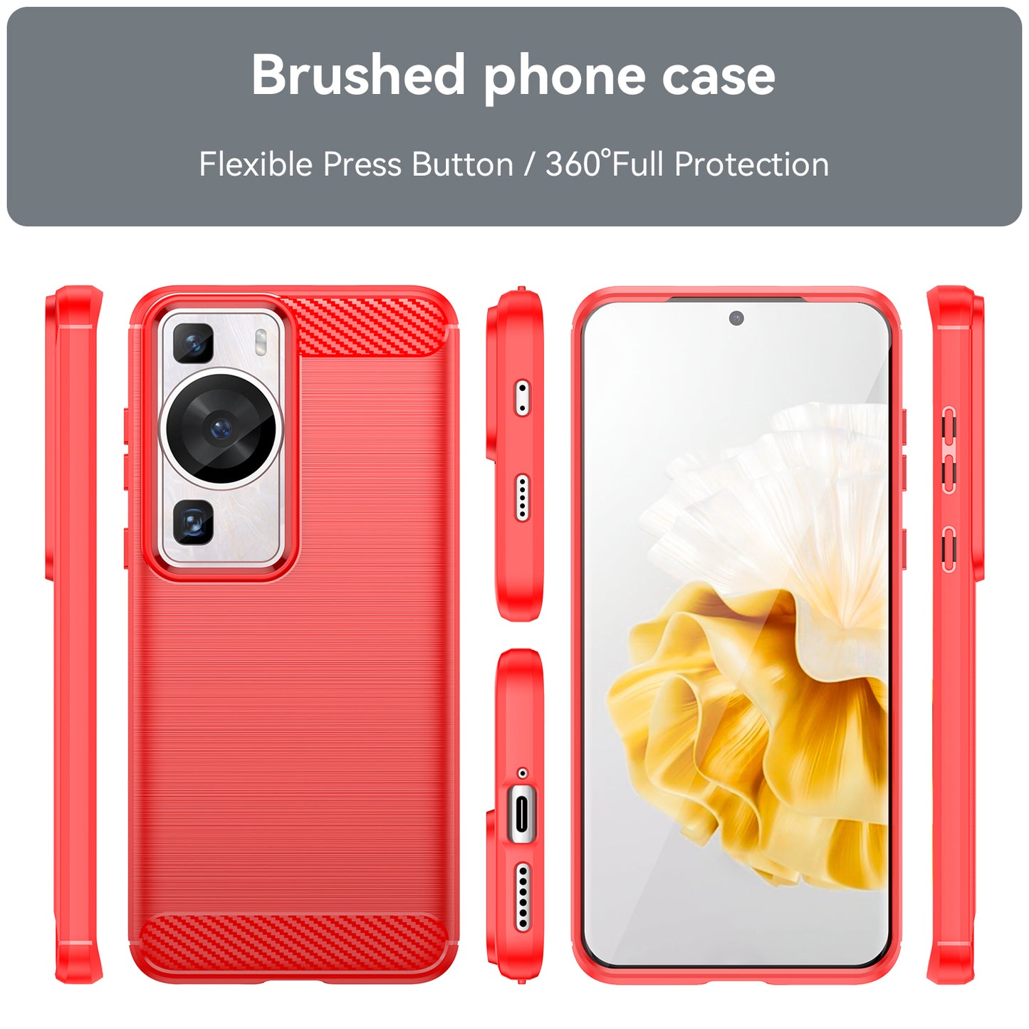 Brushed Carbon Fiber Texture Phone Case for Huawei P60 , Dustproof TPU Phone Cover