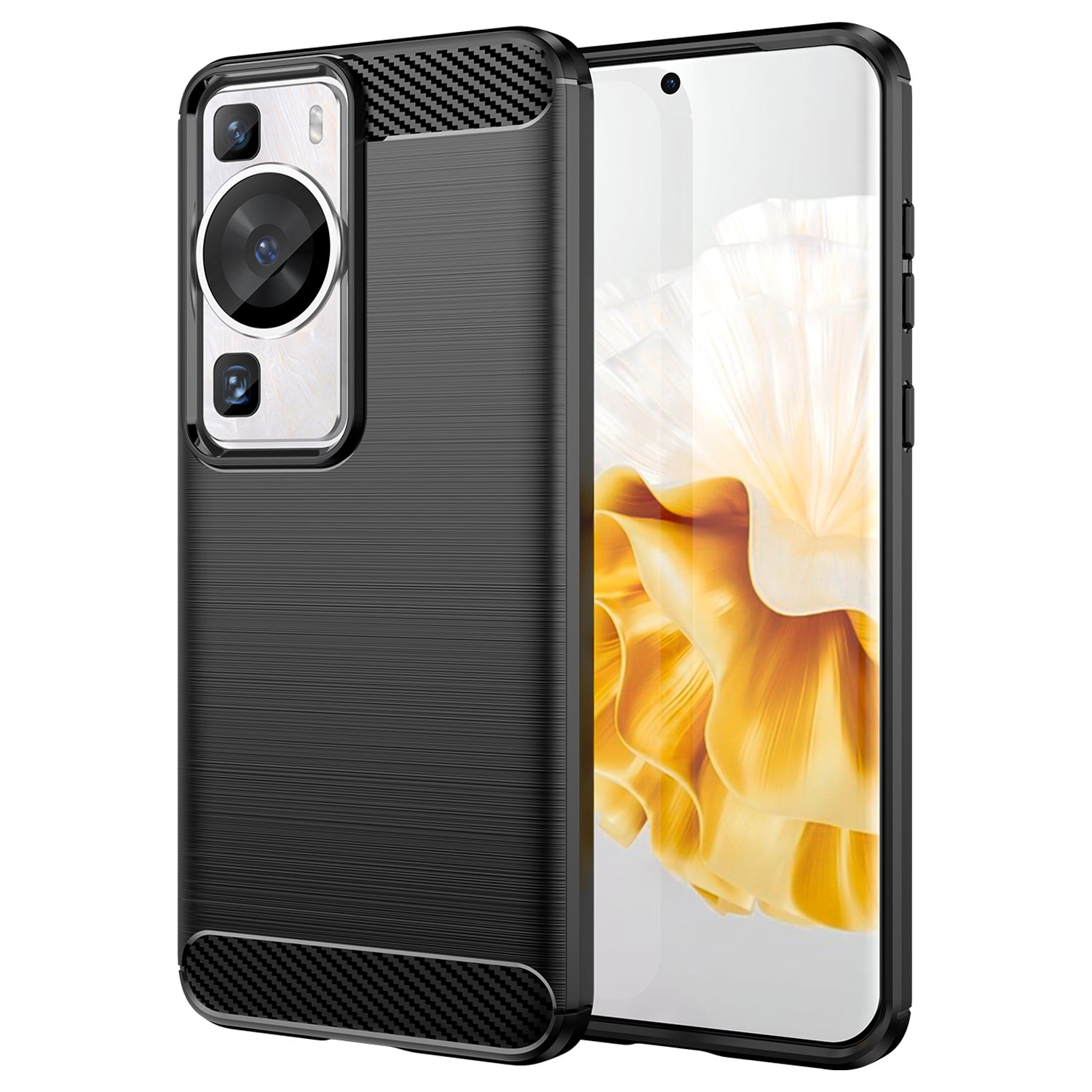 Brushed Carbon Fiber Texture Phone Case for Huawei P60 , Dustproof TPU Phone Cover