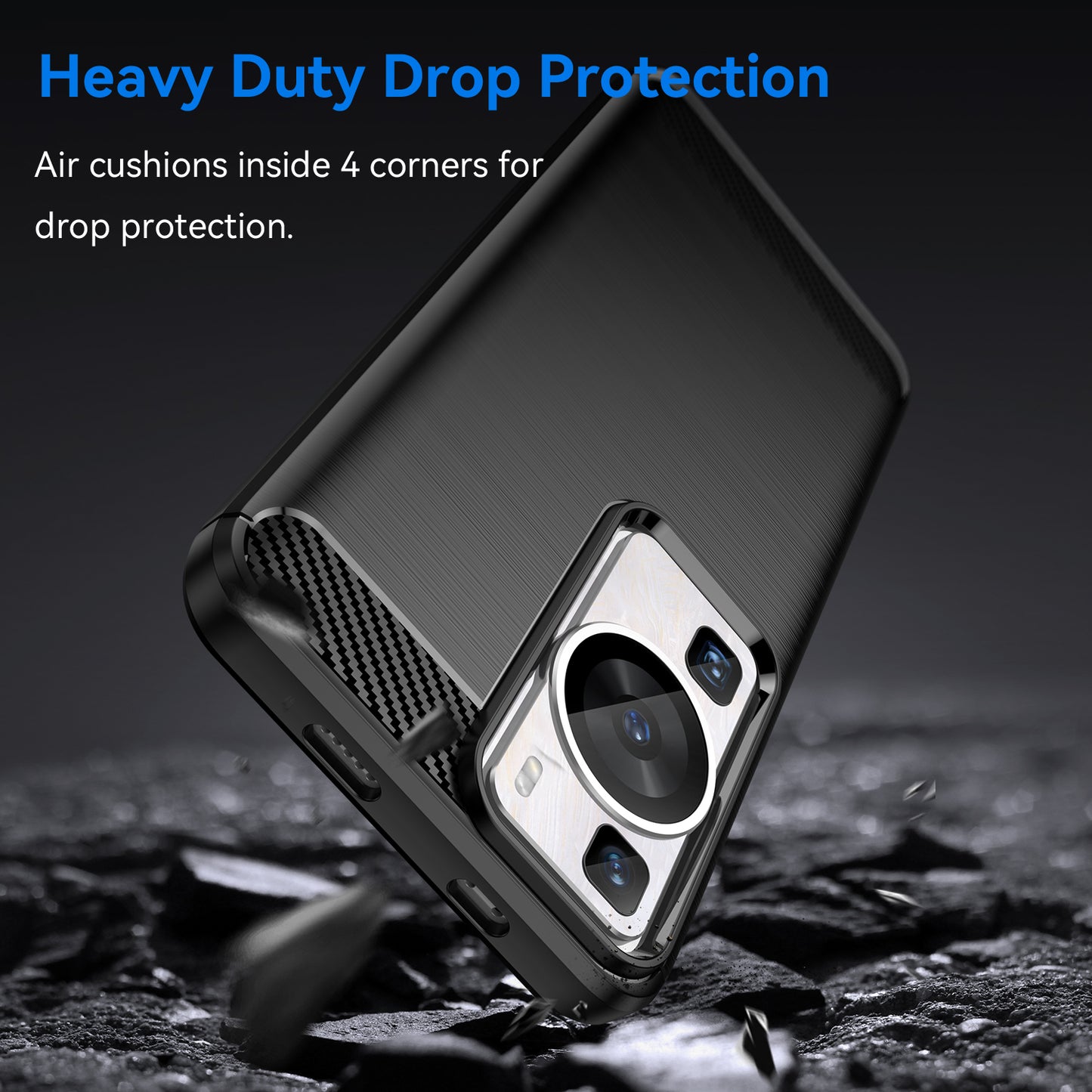 Brushed Carbon Fiber Texture Phone Case for Huawei P60 , Dustproof TPU Phone Cover