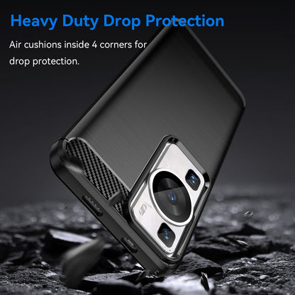 Brushed Carbon Fiber Texture Phone Case for Huawei P60 , Dustproof TPU Phone Cover