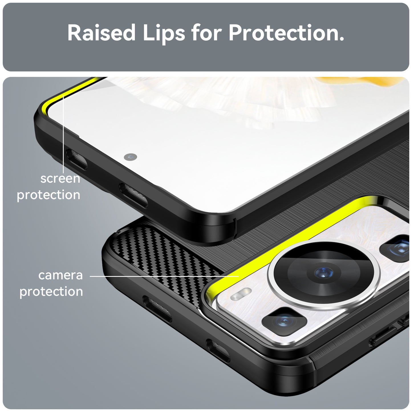 Brushed Carbon Fiber Texture Phone Case for Huawei P60 , Dustproof TPU Phone Cover