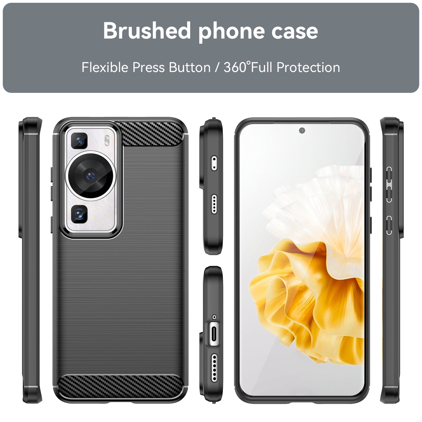 Brushed Carbon Fiber Texture Phone Case for Huawei P60 , Dustproof TPU Phone Cover