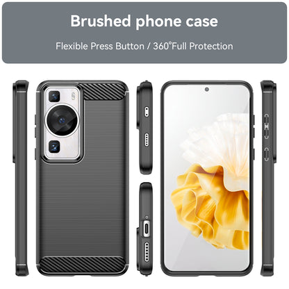 Brushed Carbon Fiber Texture Phone Case for Huawei P60 , Dustproof TPU Phone Cover