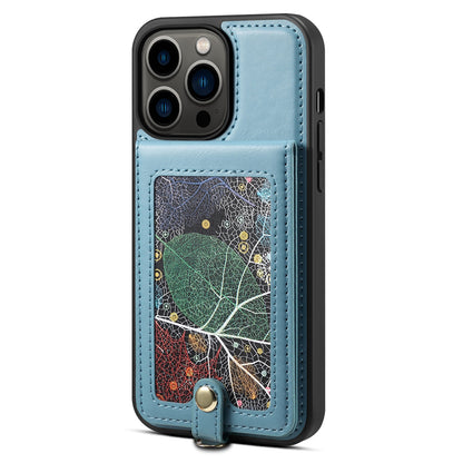 For iPhone 14 Pro Kickstand Phone Case Card Holder Leather Coated TPU Cover with Shoulder Strap
