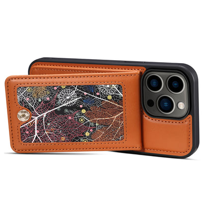 For iPhone 14 Pro Kickstand Phone Case Card Holder Leather Coated TPU Cover with Shoulder Strap