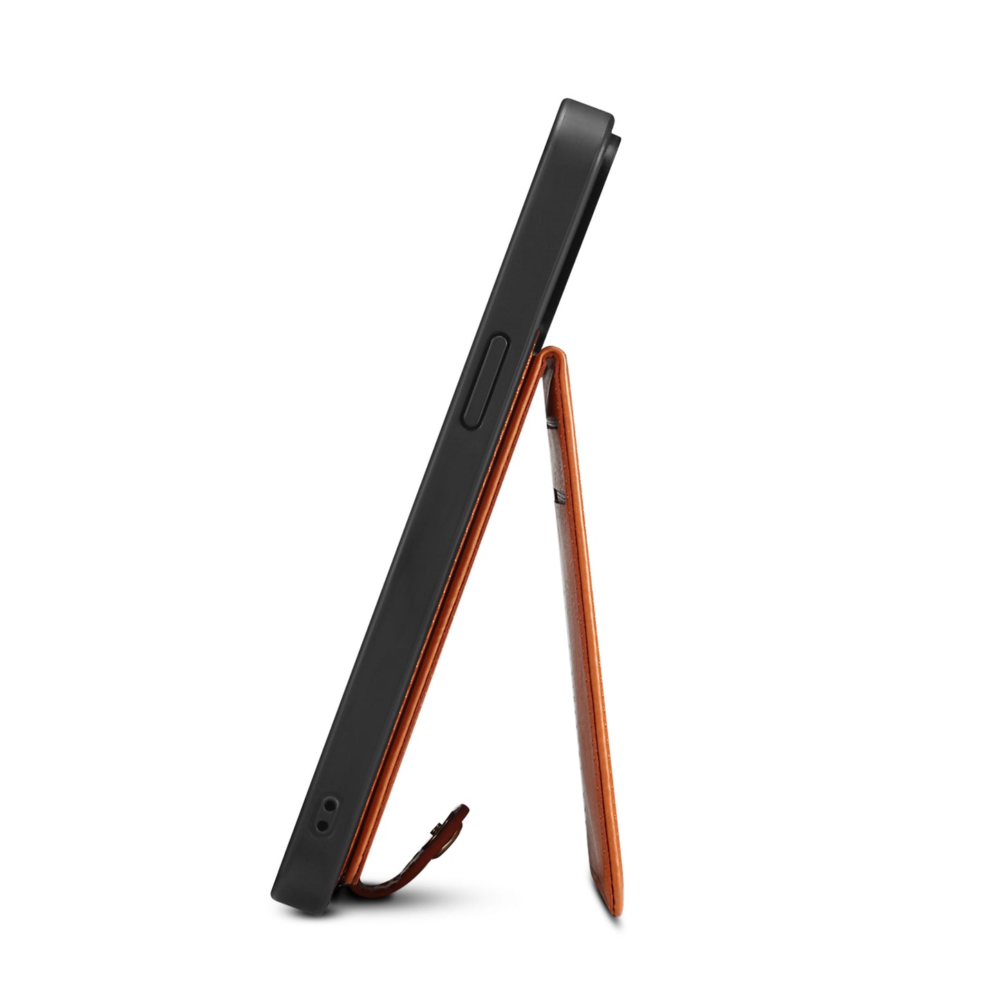 For iPhone 14 Pro Kickstand Phone Case Card Holder Leather Coated TPU Cover with Shoulder Strap