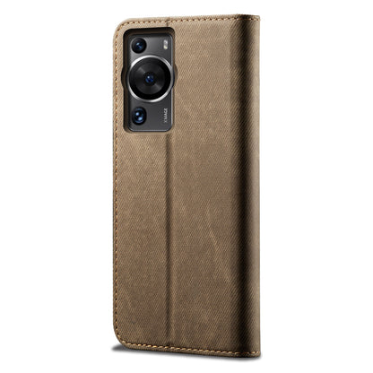 For Huawei P60 Pro / P60 Cell Phone Case PU Leather Jeans Cloth Texture Wallet Stand Phone Cover