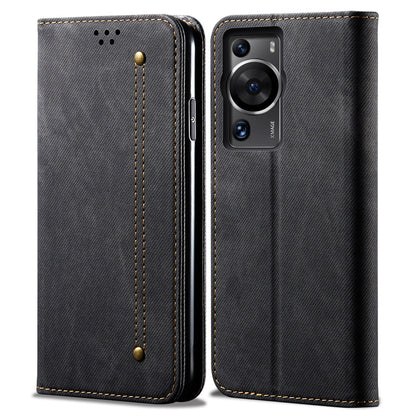 For Huawei P60 Pro / P60 Cell Phone Case PU Leather Jeans Cloth Texture Wallet Stand Phone Cover