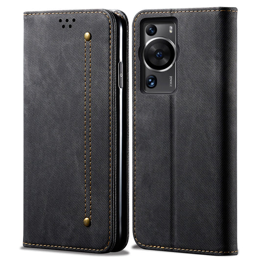 For Huawei P60 Pro / P60 Cell Phone Case PU Leather Jeans Cloth Texture Wallet Stand Phone Cover