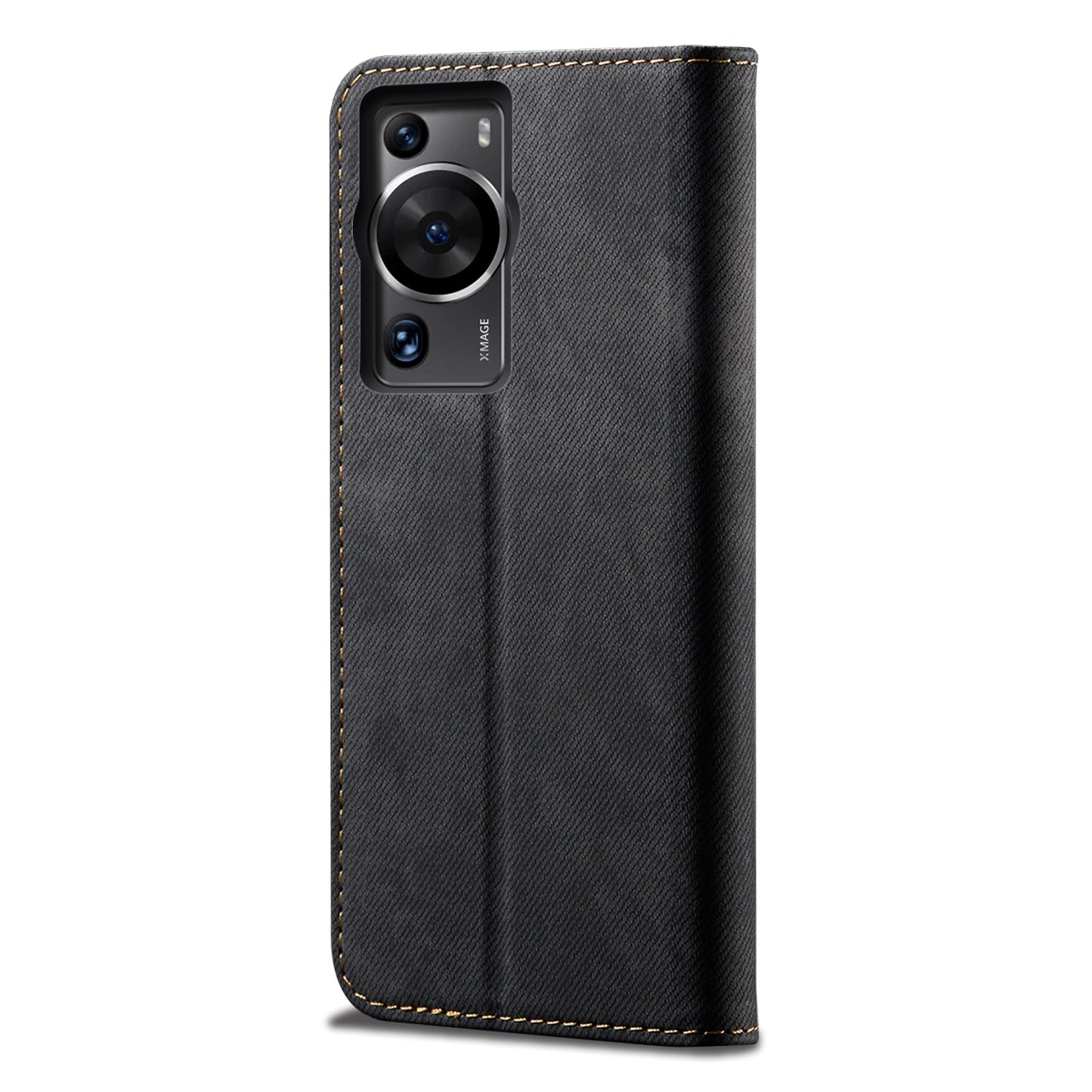 For Huawei P60 Pro / P60 Cell Phone Case PU Leather Jeans Cloth Texture Wallet Stand Phone Cover