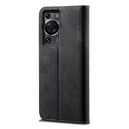 For Huawei P60 Pro / P60 Cell Phone Case PU Leather Jeans Cloth Texture Wallet Stand Phone Cover