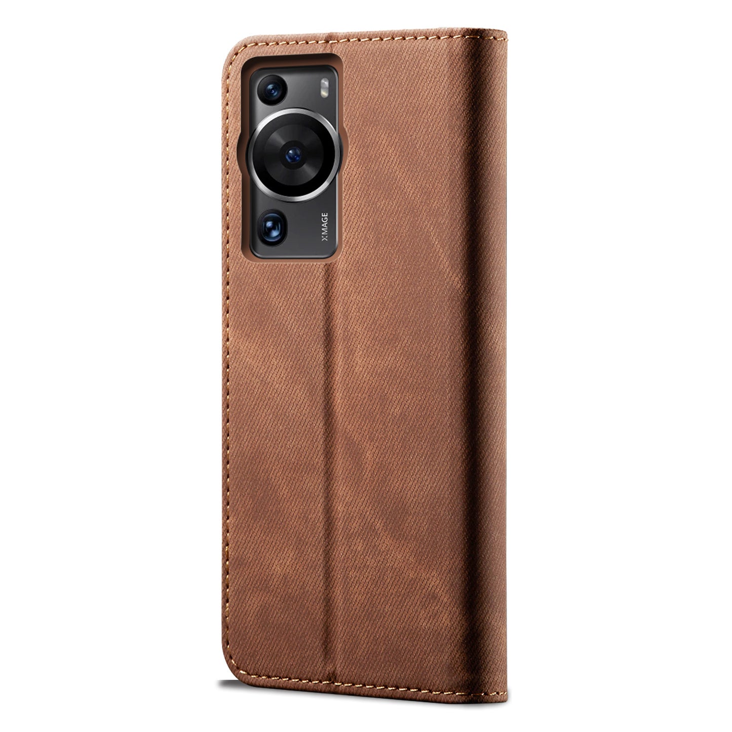 For Huawei P60 Pro / P60 Cell Phone Case PU Leather Jeans Cloth Texture Wallet Stand Phone Cover