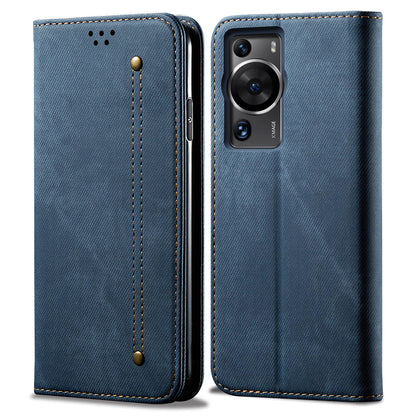 For Huawei P60 Pro / P60 Cell Phone Case PU Leather Jeans Cloth Texture Wallet Stand Phone Cover